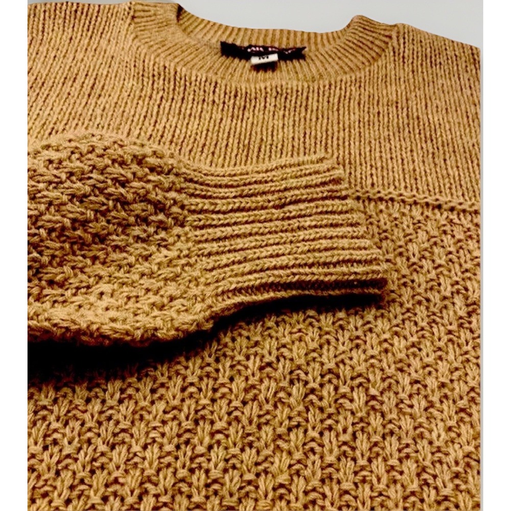 VTG Sweater Lagenlook Beige Knit MCM Wool Blend Mens Medium USA Earthy Brown